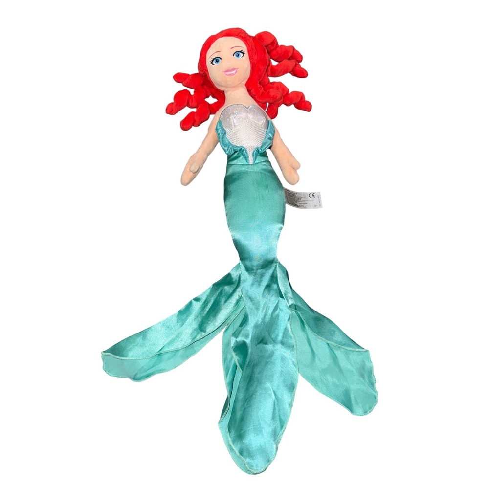 Disney The Little Mermaid Ariel Plush Doll Red Hair Teal Shimmer Tail 21 Inch